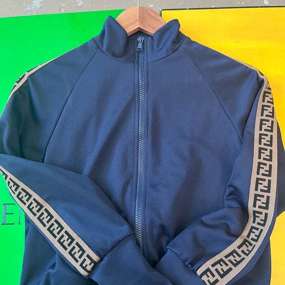 Fendi Cropped Navy Blue Jacket — Size Small